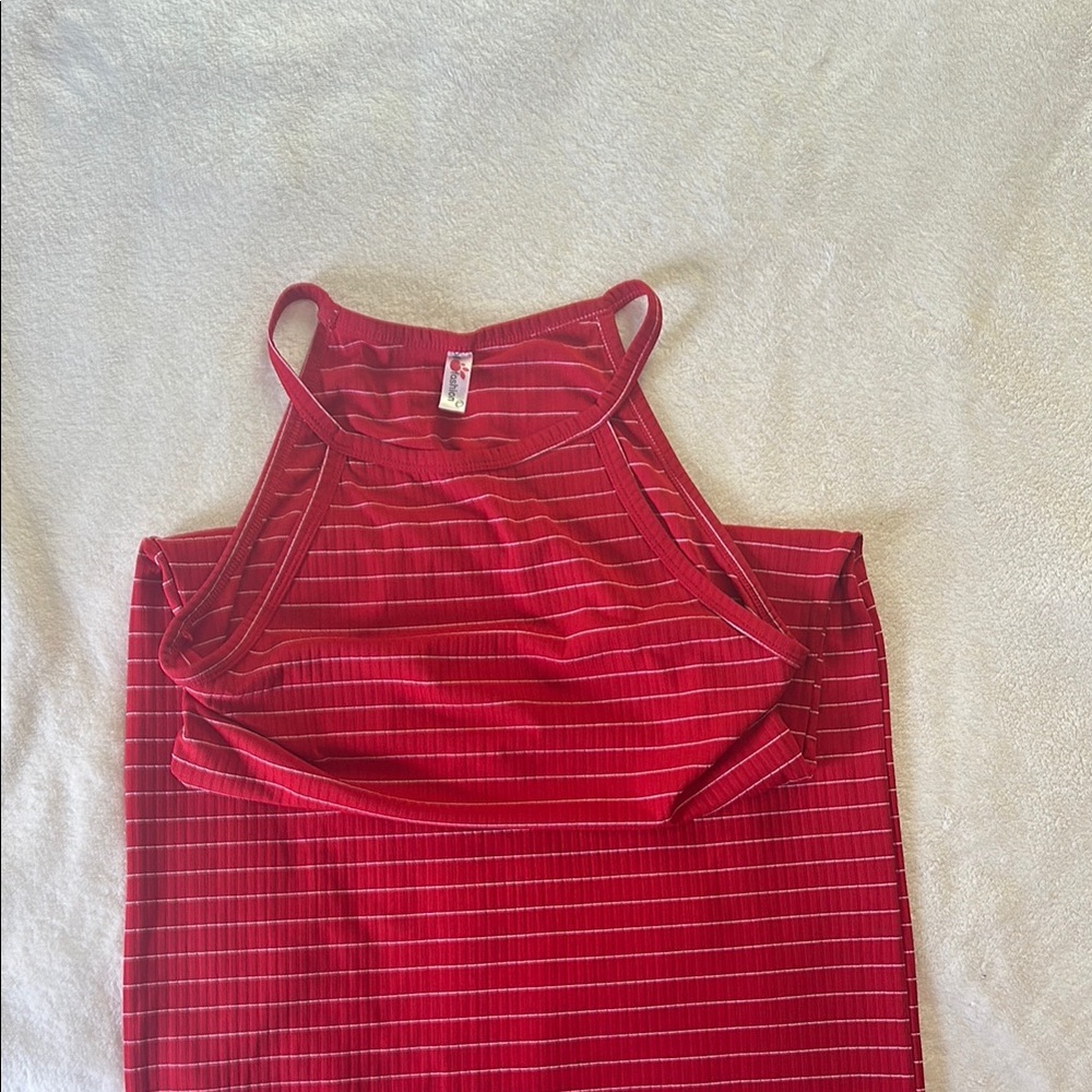 Red Striped Midi Dress